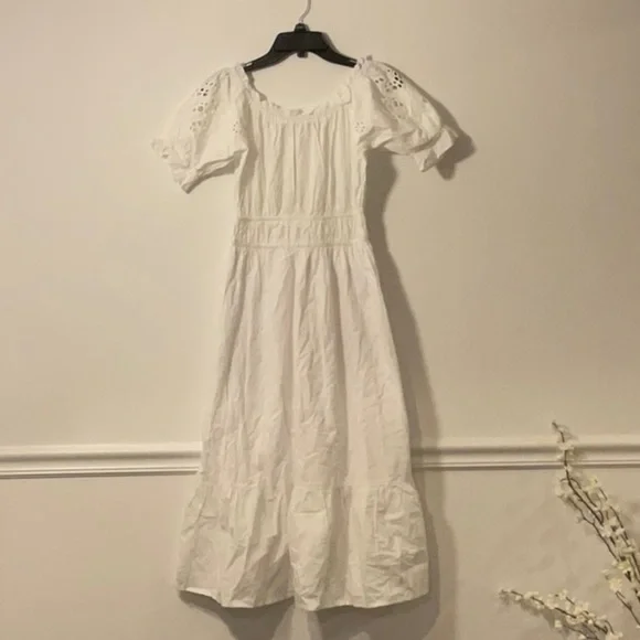 White Smocked Ruffled Maxi Sundress - Picture 1 of 2